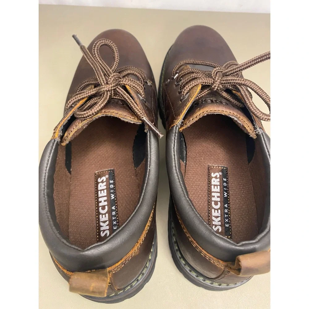Skechers Mens Brown Leather Tom Cats Boots Utility Shoes Brown 11 Extra Wide